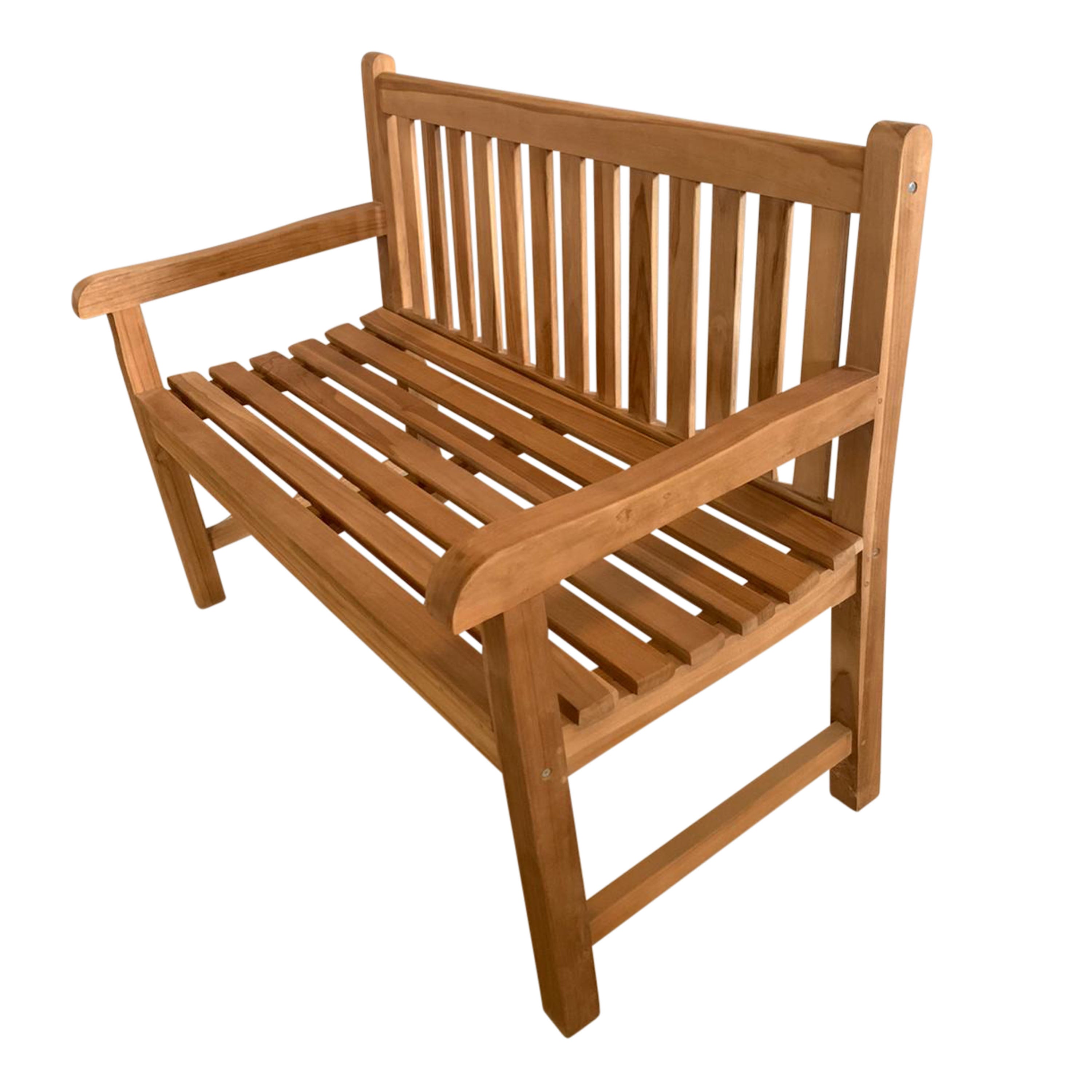 AXI Nowi Banc de Jardin en Bois de Teck, Brun | Banc en bois avec accoudoirs | Banc de parc en teck pour jardin / terrasse avec dossier pour 2 - 2