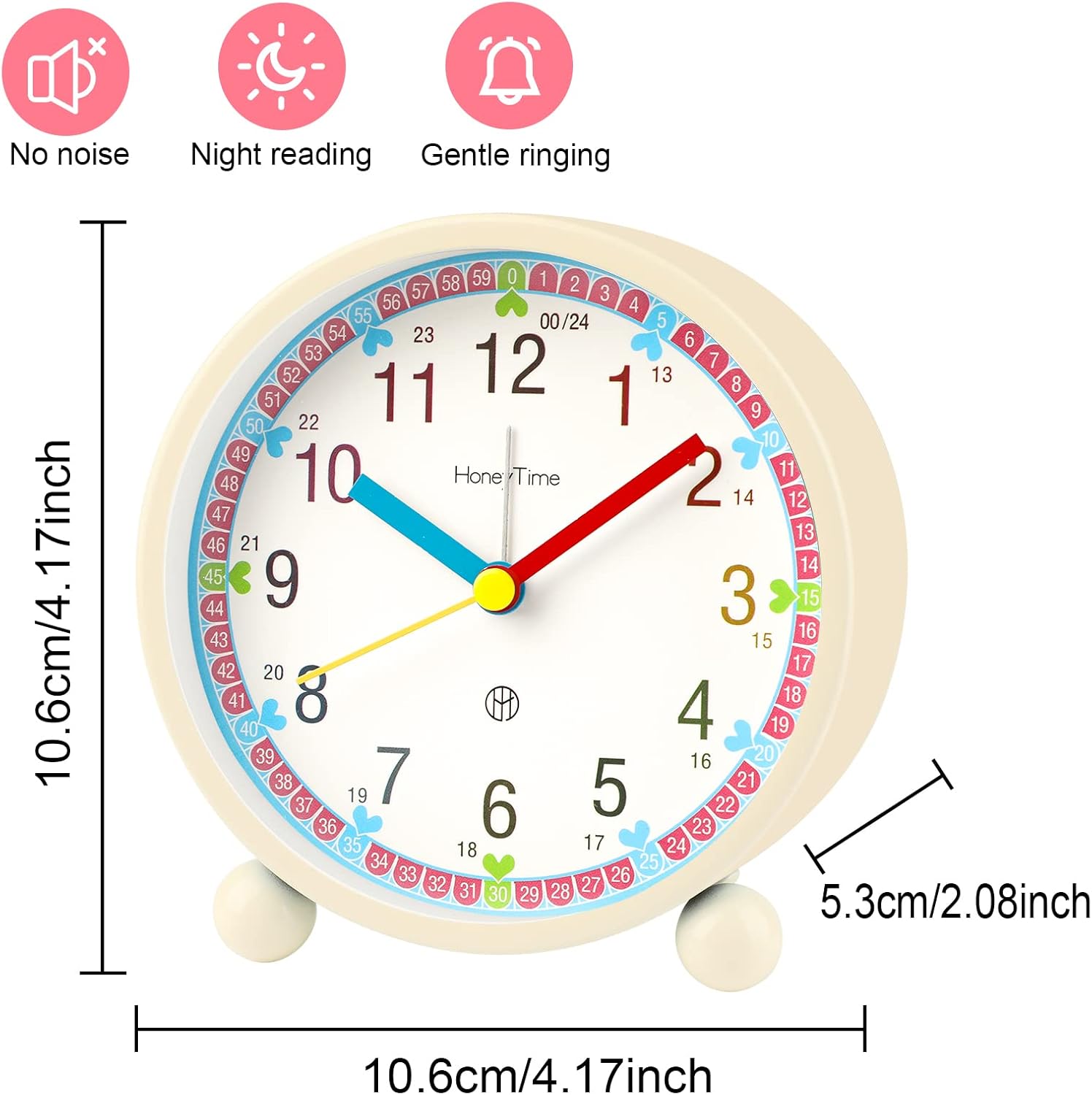 Réveil pour enfants ( et s), réveil silencieux (sans tic-tac), réveil de chevet analogique lumineux original avec fonction snooze - 2