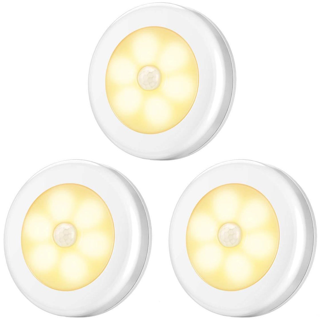 Lot de 3 lampes à détecteur de mouvement, veilleuse LED sans fil