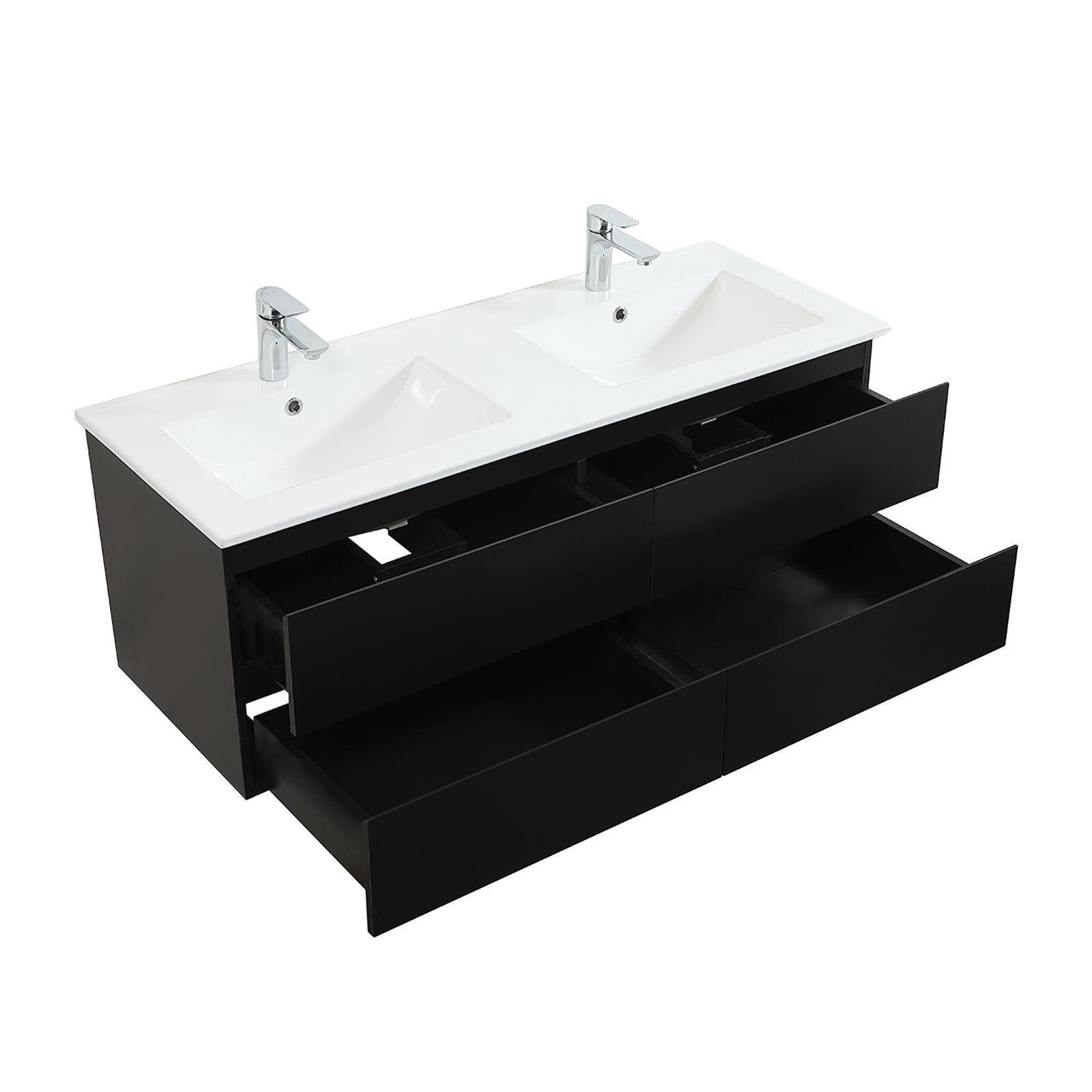 Meuble double vasque SORRENTO suspendu avec plan céramique 120cm - 2