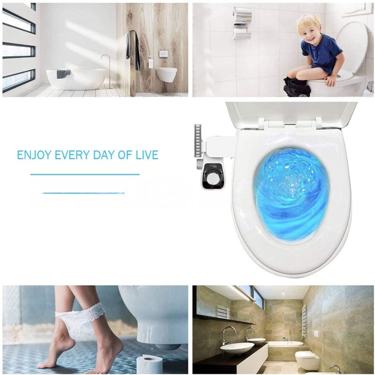 Ensemble bidet de toilette ultra-mince,Abattant de toilettes intelligent intégré avec bidet - Compatible avec les fixations européennes 3/8