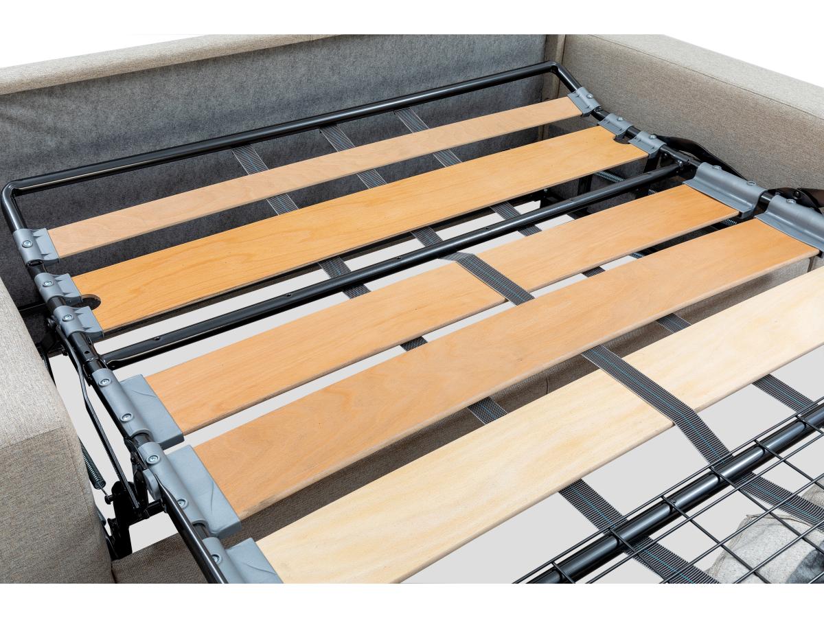 Canapé 3 places convertible express en tissu EMIR - Anthracite - Couchage à lattes larges 140 cm - Matelas 18 cm - 7