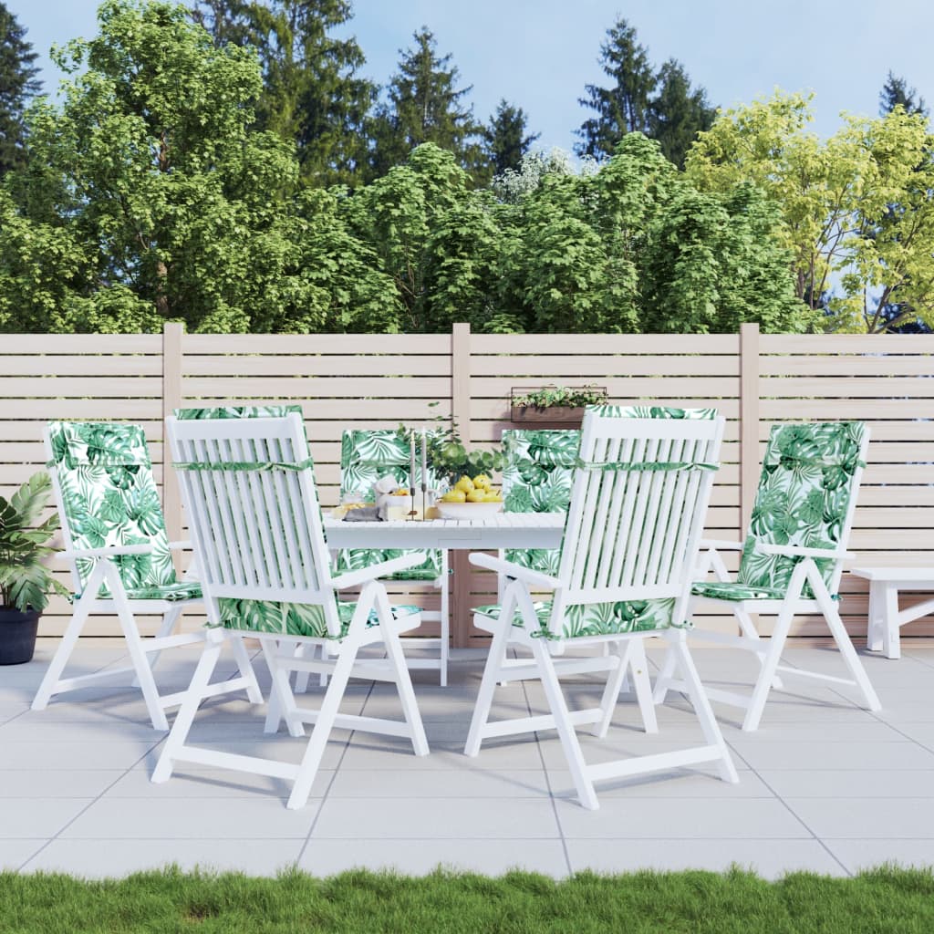 Poduszki na krzesła z wysokim oparciem, 6 szt., wzór w liście vidaXL