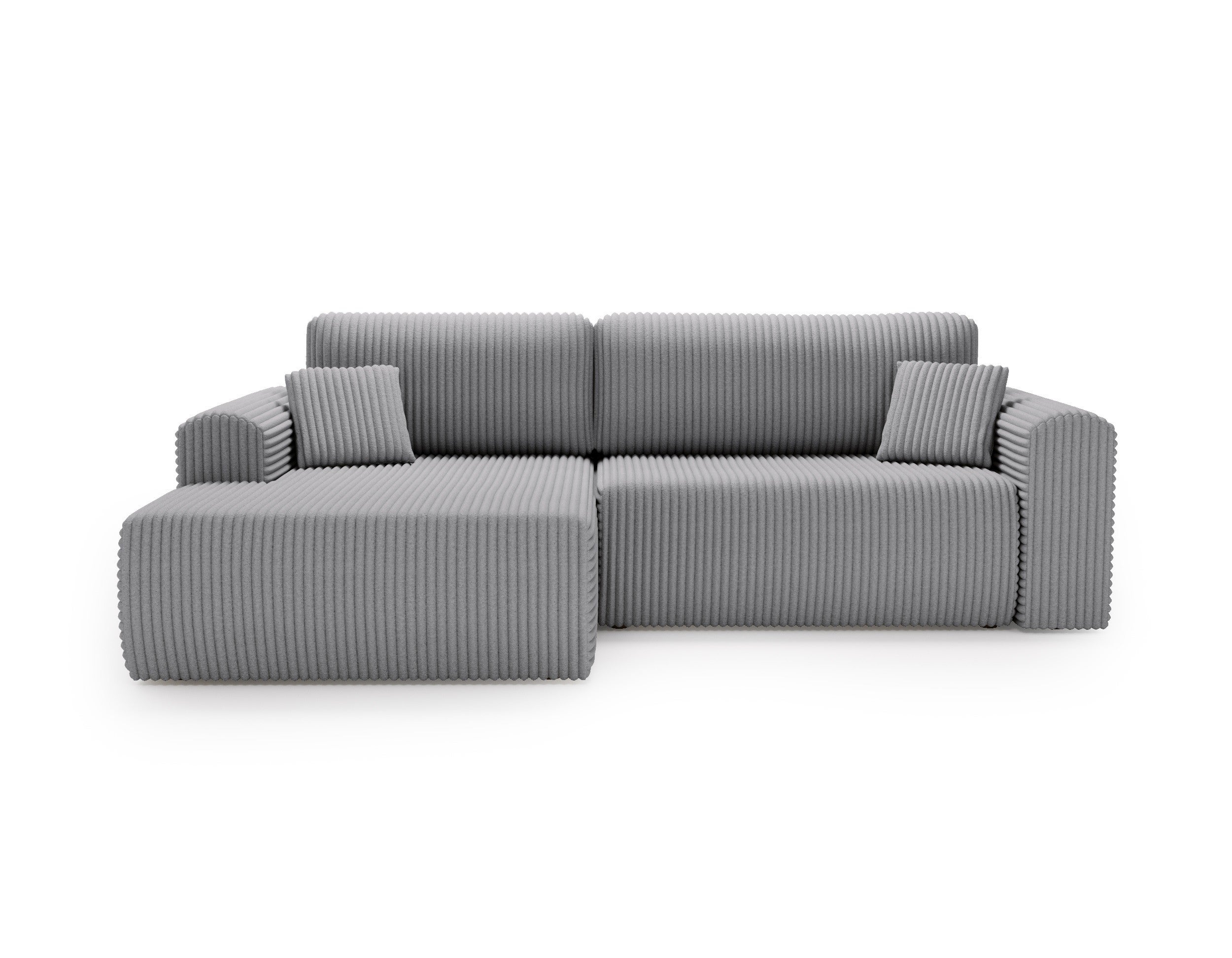 Jasnoszary narożnik LINEA - minimalistyczny design z pojemnikiem na pościel Lewy