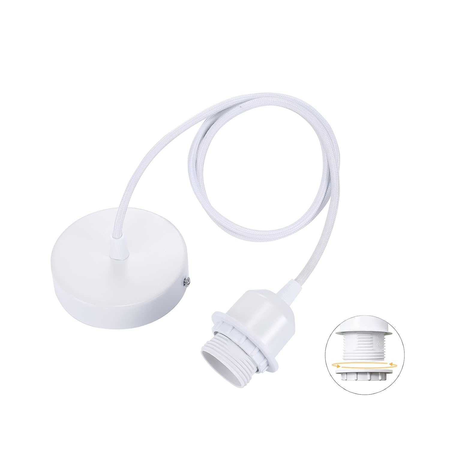 E27 z pierścieniem śrubowym, regulowany kabel tekstylny 100 cm, zawieszenie kompatybilne z abażurem, idealna oprawka do kuchni, salonu