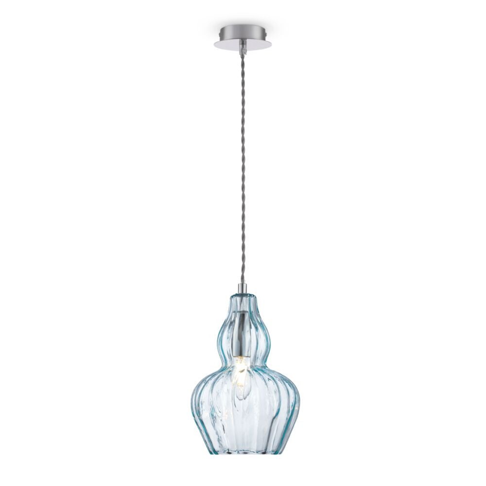 Lampa wisząca Eustoma niklowo-niebieska 1xE14x40W dekoracyjna szklana wym: 143 x 16 x 16 cm szkło Maytoni