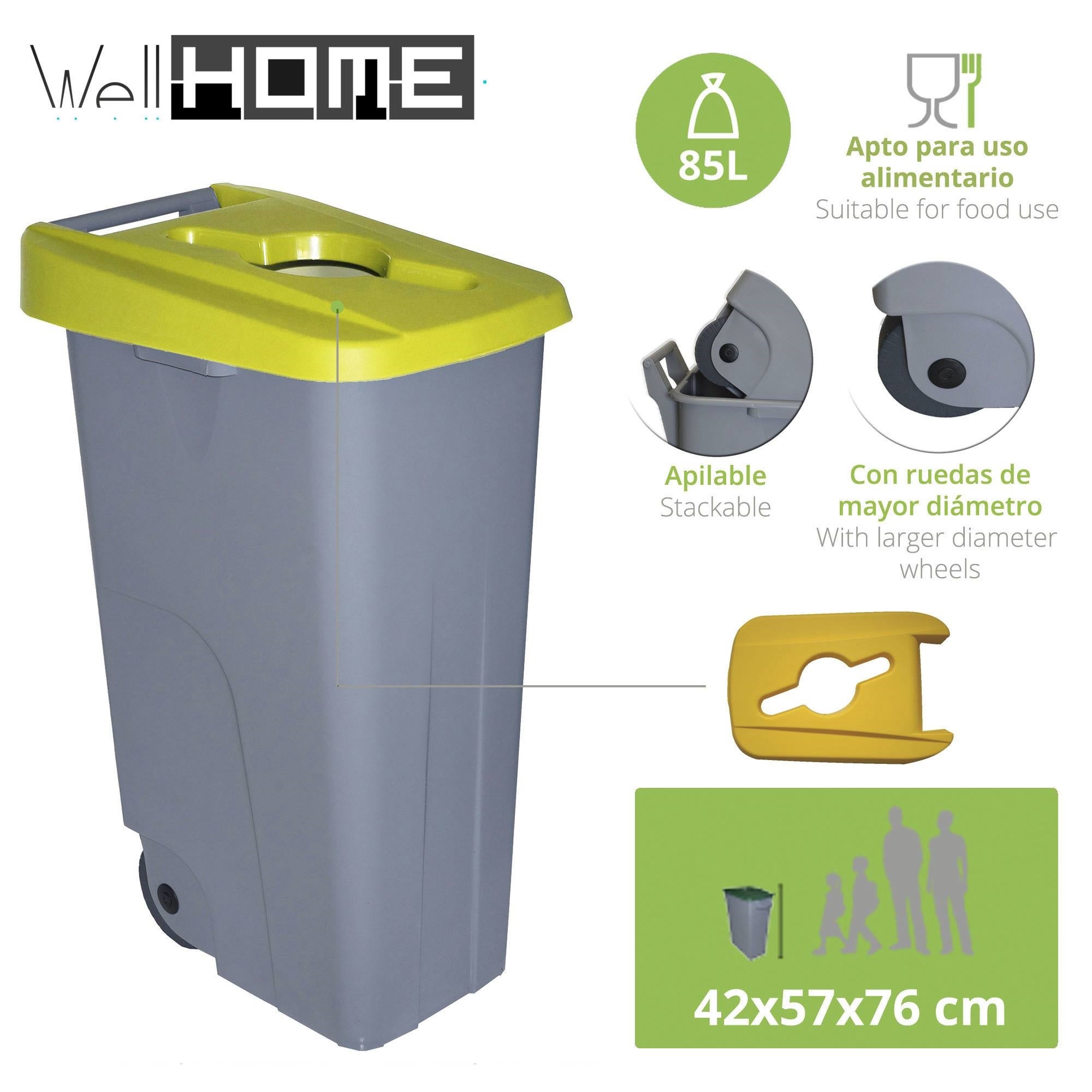 Contenitore WELLHOME 85L con apertura 42x57x76cm con 10 sacchi spazzatura da 100L - 2
