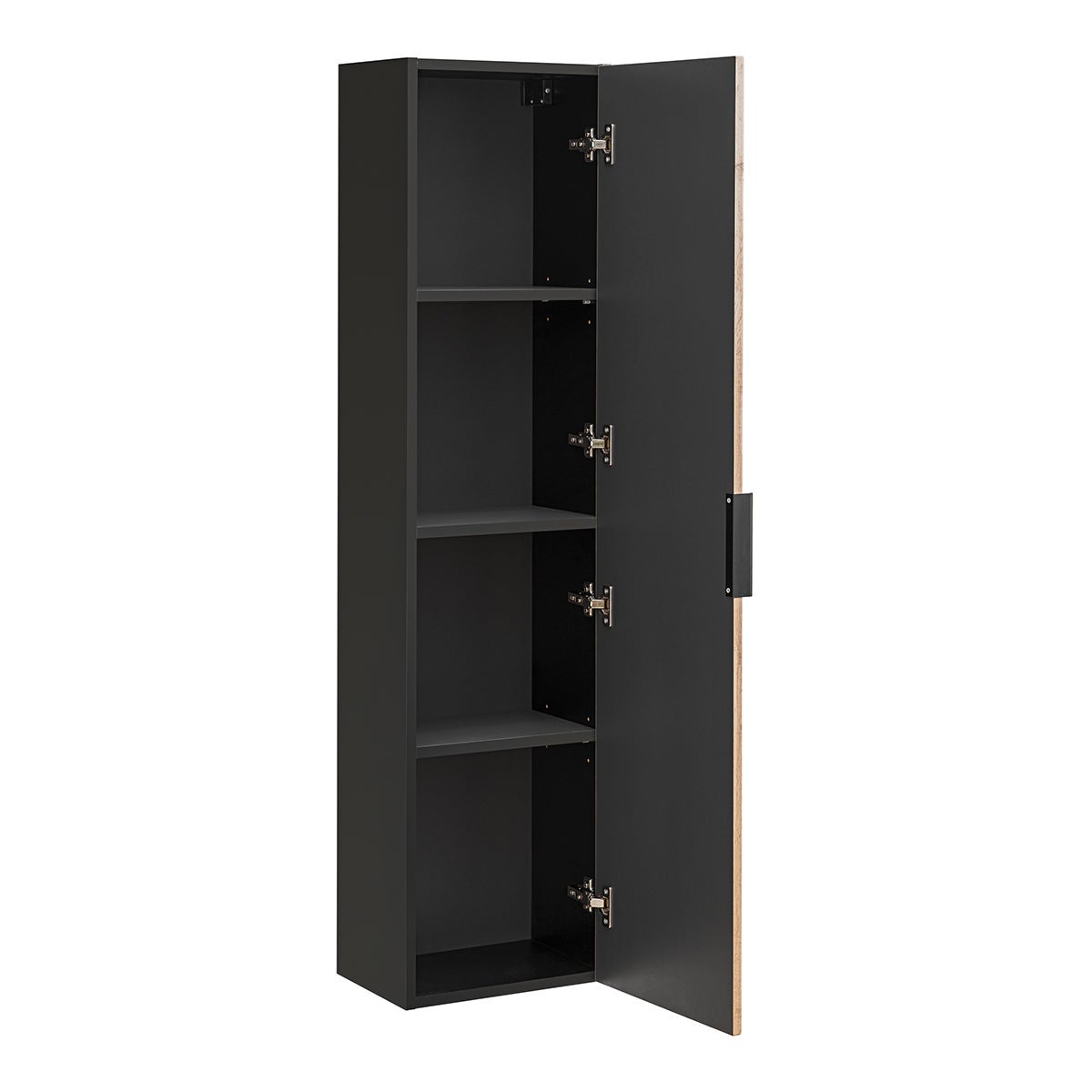 Ensemble meuble double vasque 140cm 2 niches et colonne Gaia Bois et Noir - Vasque Noir - 5