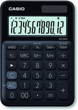 Calcolatrice Da Tavolo Casio MS-20UC - Colore Rosa, Display 12 Cifre, Alimentazione Solare E Batteria