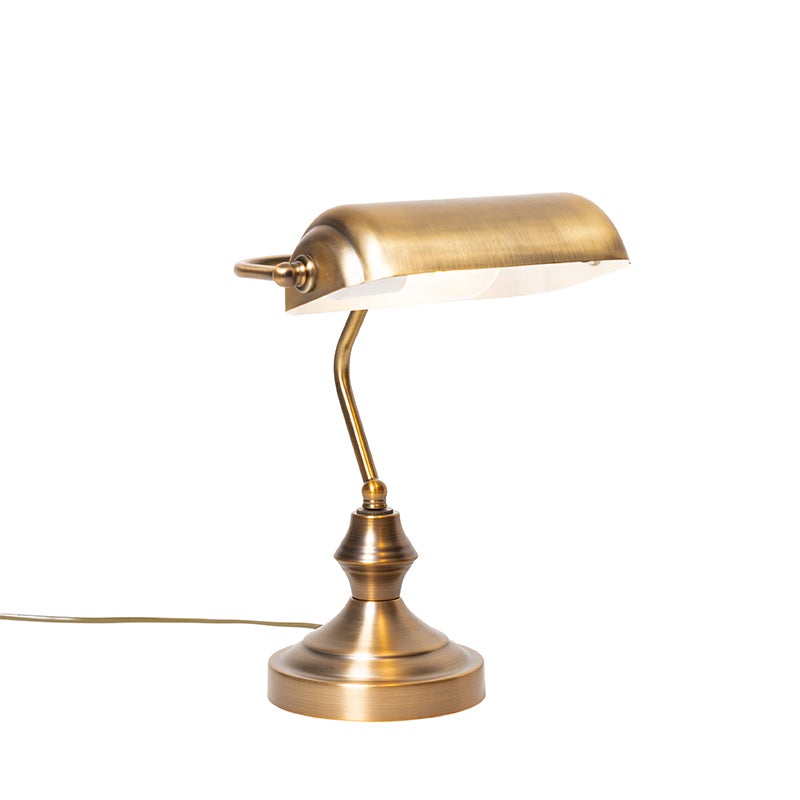Qazqa classic-antique lampa biurkowa - Banker - brąz, max. 60w, e27, 35cm, IP20 oświetlenie wewnętrzne