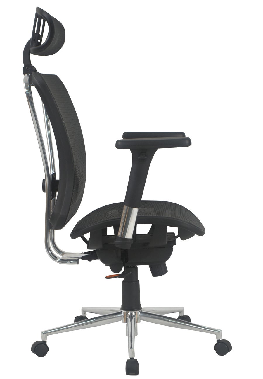 Fauteuil de bureau en métal et tissu noir mat - 65 x 121 x 60 cm - 3