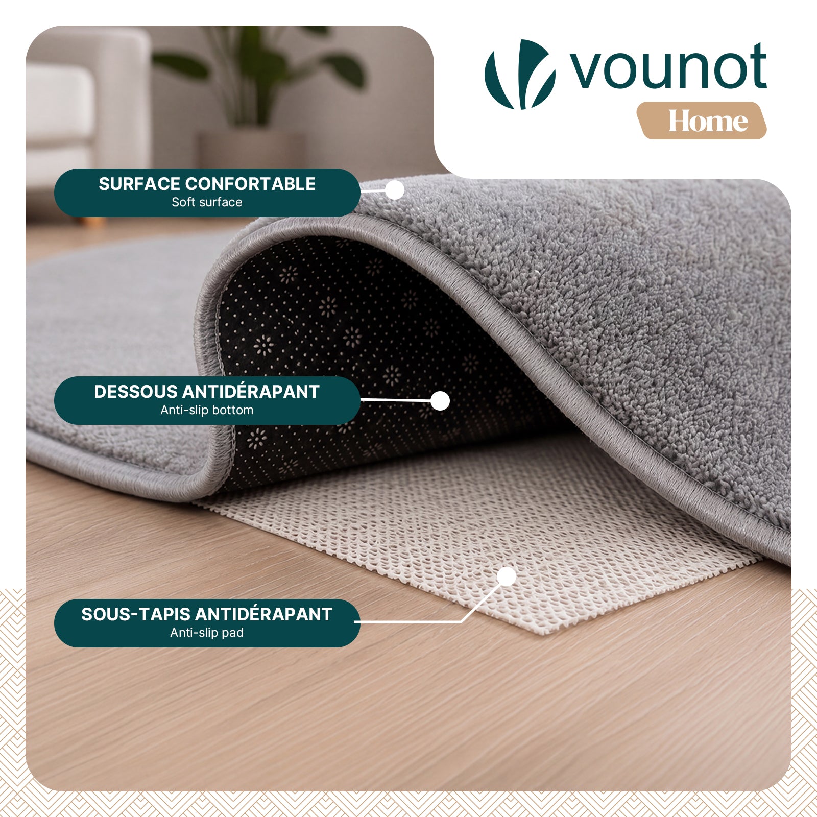 VOUNOT® Alfombra Moderna para Salón 160x230 cm, Gris - 5