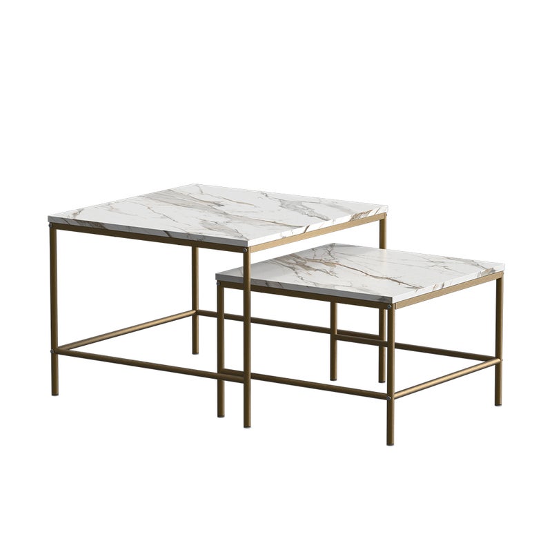 Vicco Zestaw stolików kawowych Ramio, Biały/złoty, 60 x 60 cm 2 części