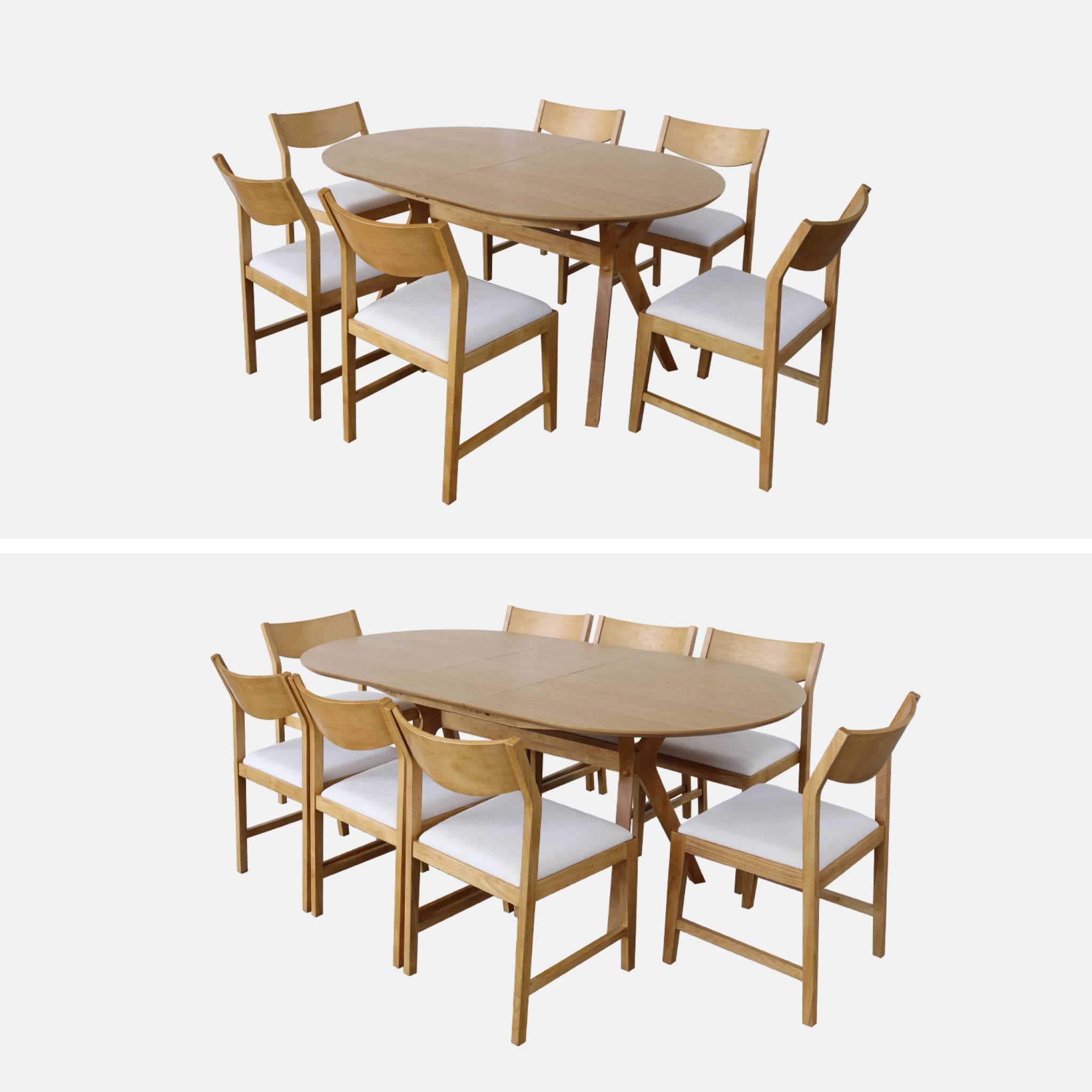 Table à manger oblongue extensible. 160-200cm 4-8 personnes MDF et placage chêne. couleur naturelle OLIVIA - 6