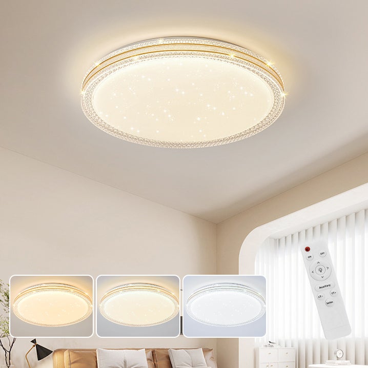 Kryształowy plafon LED 48 W, nowoczesny plafon LED z pilotem, okrągły żyrandol energooszczędny, 3 temperatury barwowe, φ40 cm