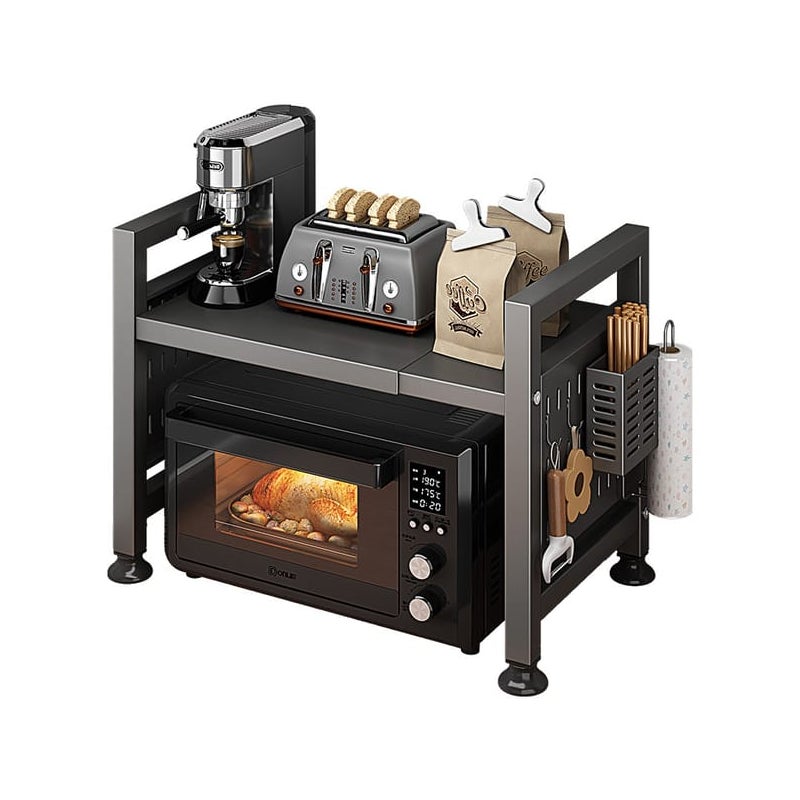 Stojak pod mikrofalówkę, wielofunkcyjna półka kuchenna, rozszerzalna, do przechowywania piekarnika i urządzenia do gotowania ryżu, ciemnoszary