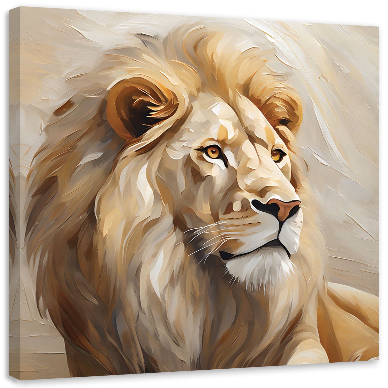 Obraz, Lew beżowy ręcznie malowany 60x60