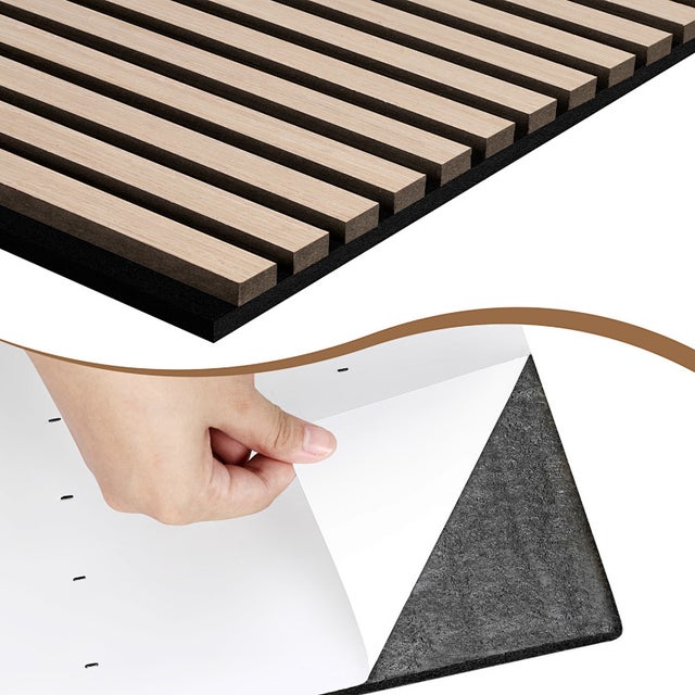 Zestaw 4 paneli akustycznych samoprzylepnych Dąb 120x60 cm, lamele ścienne MDF na filcu
