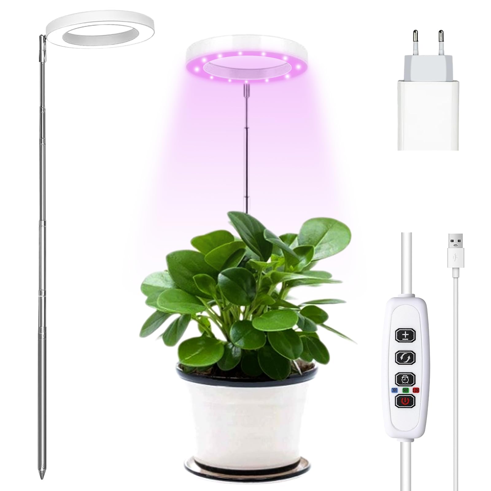 Lampe De Culture LED Spectre Complet 492 LED - Support Réglable 16-63cm - Minuterie & 9 Niveaux Pour Plantes D'Intérieur
