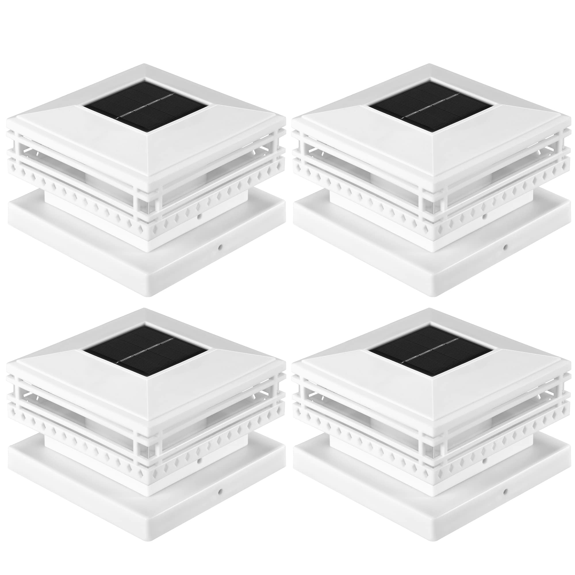 4-pak Solar Post Lights Outdoor, IP45 Solar Fence Lights for Patio Decks, Walkway and Garden Decoratio
