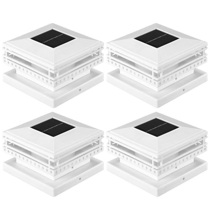 4-pak Solar Post Lights Outdoor, IP45 Solar Fence Lights for Patio Decks, Walkway and Garden Decoratio