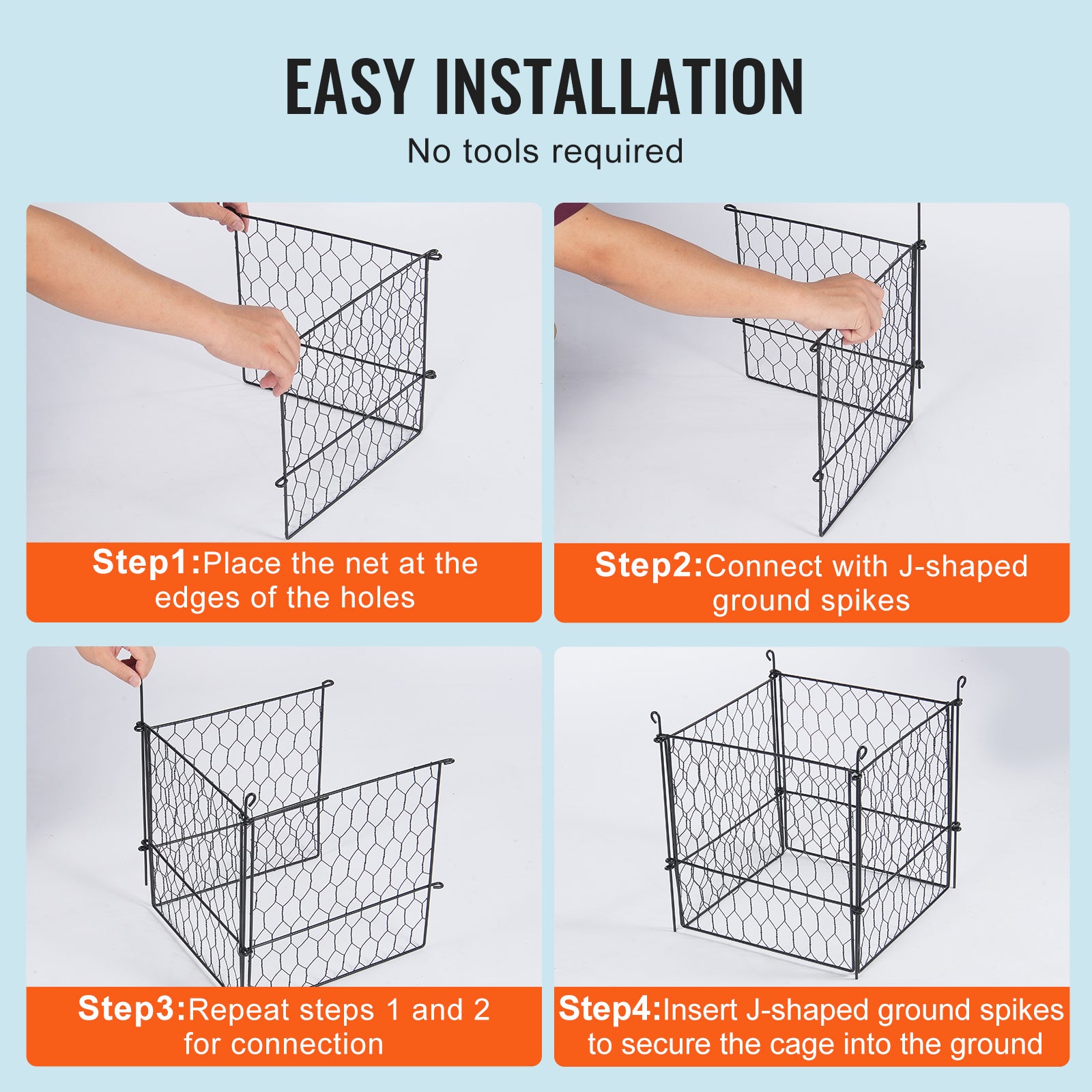 Lot de 4 cages grillagées pour plantes SucceBuy 34 × 34 cm, clôtures extérieures solides, protège fleurs, légumes et plantations - 6