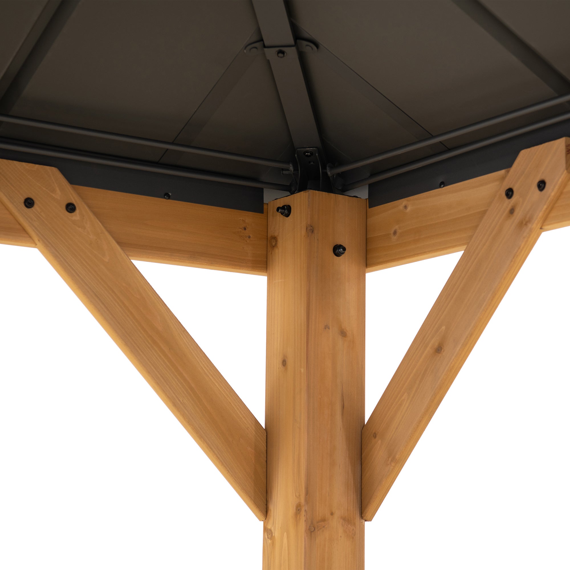 Gazebo en bois de cèdre KAPS avec panneau solaire - 330 cm x 330 cm, anthracite - 5
