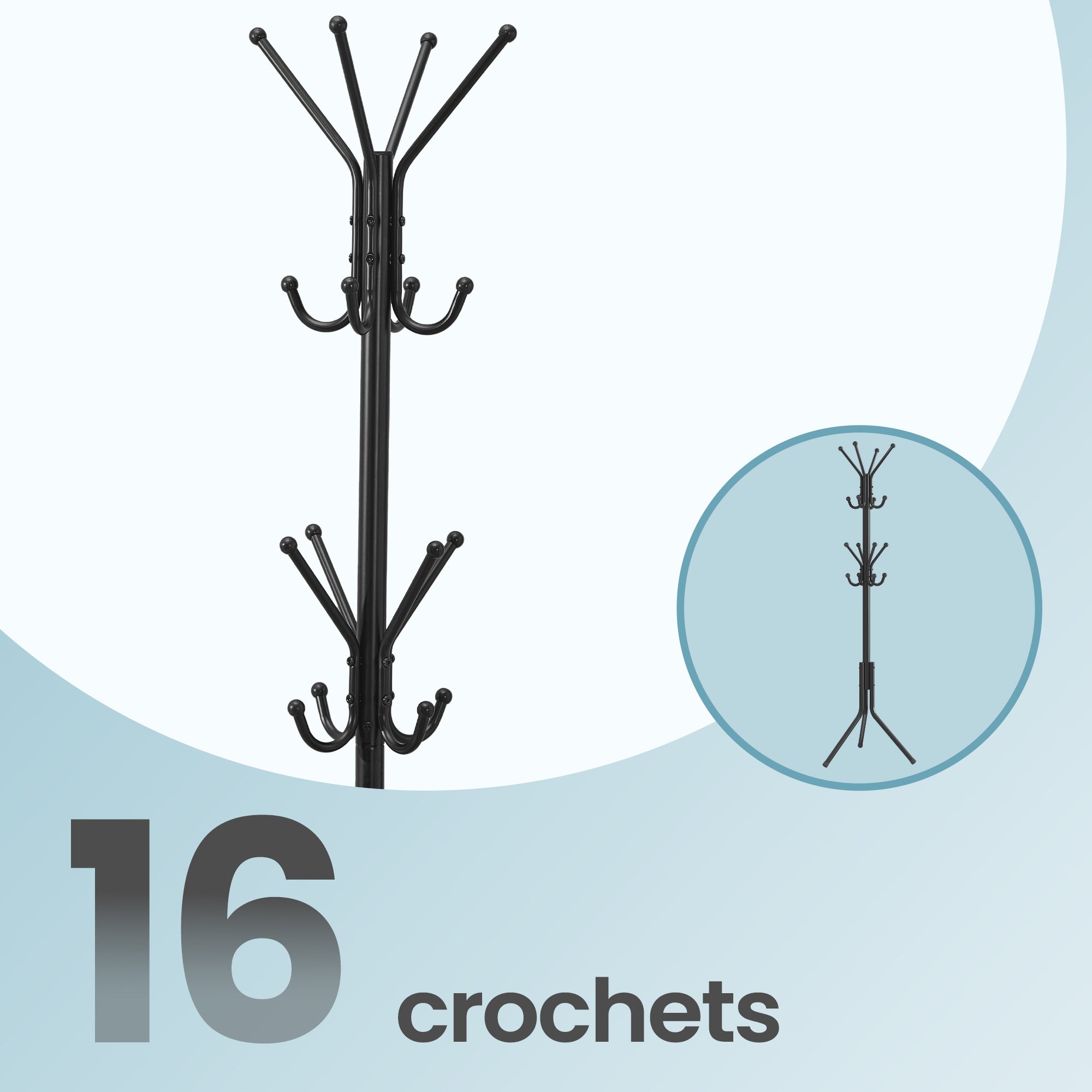Portemanteau en Métal, avec Crochets, pour Salon, Entrée, Chambre, Noir - 6