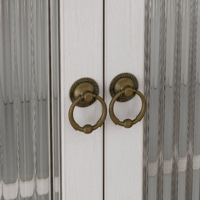 Cabinet mural vintage blanc avec portes vitrées, 3 étagères et porte-serviette, 63 cm - 9