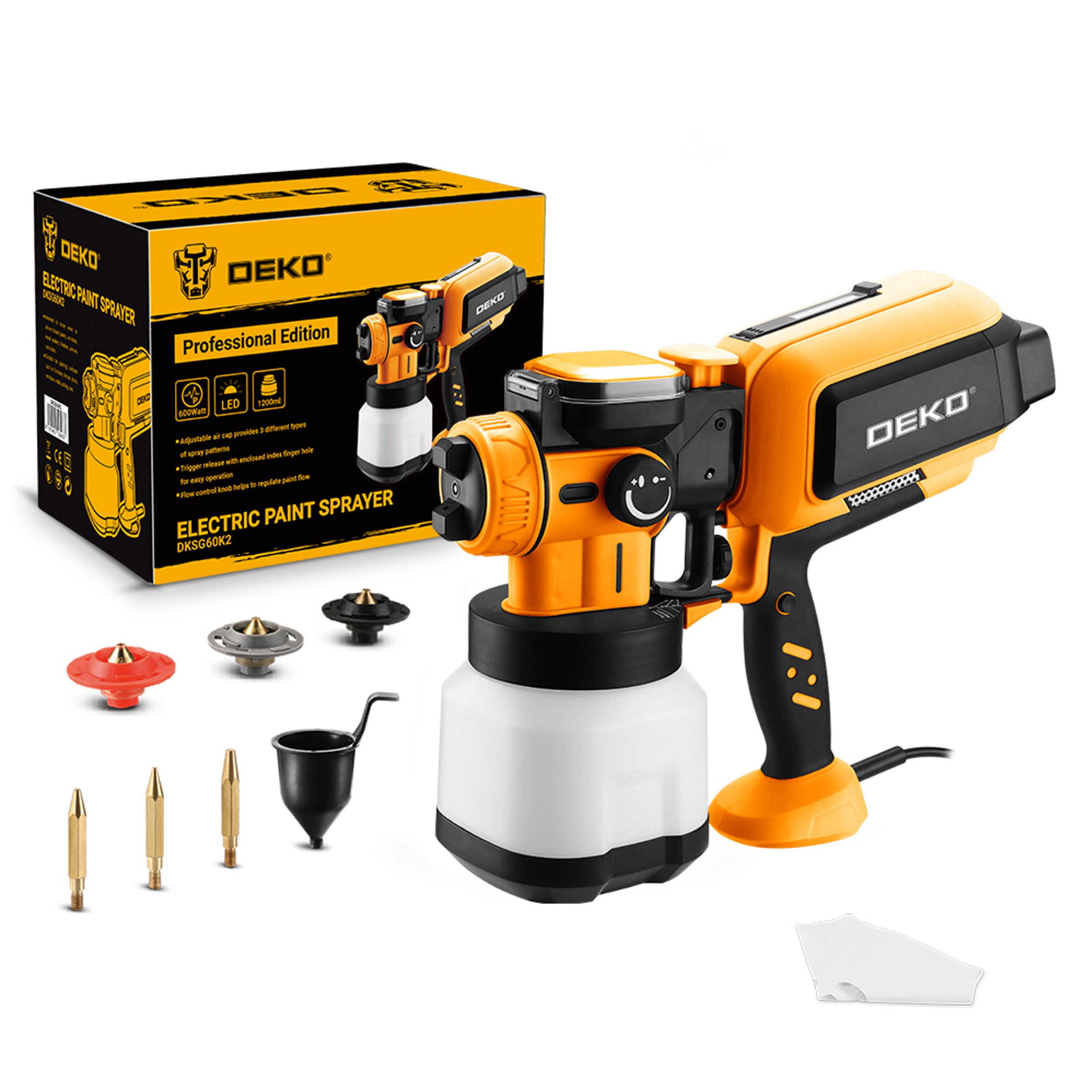 Pistolet malarski elektryczny przewodowy DEKO 120 DIN 600 W agregat do malowania - 3