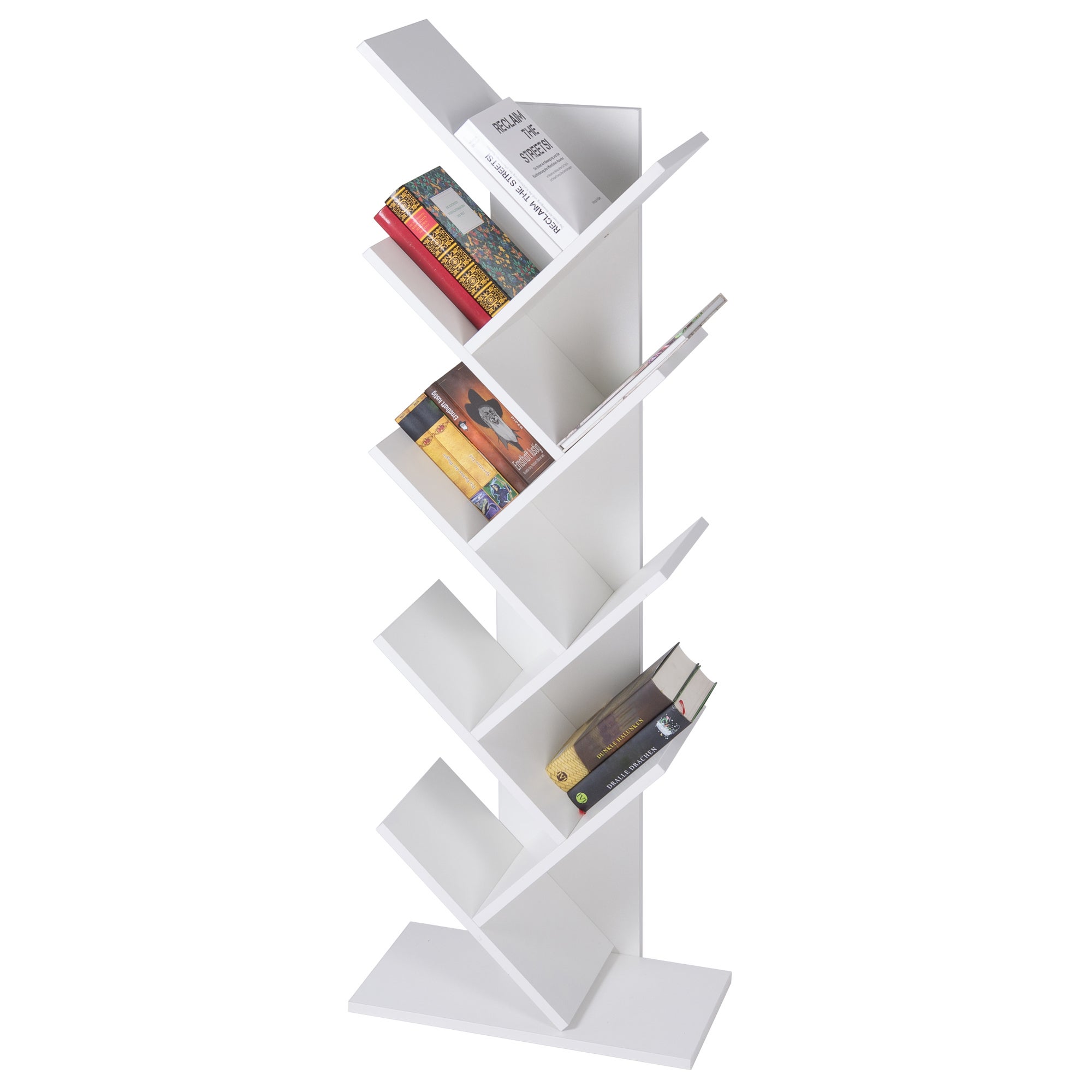 EUGAD Bibliothèque, Étagère à 8 Niveaux, 40x20x127cm, Blanc, 0011SHG