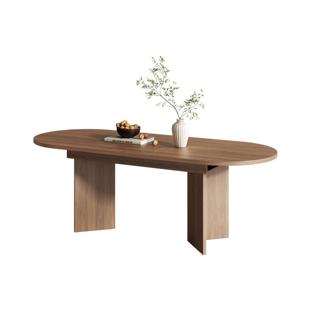Table à manger extensible 140/180 * 90 cm, pour 6-8 personnes, coins arrondis, style simple, couleur noyer.. - 7