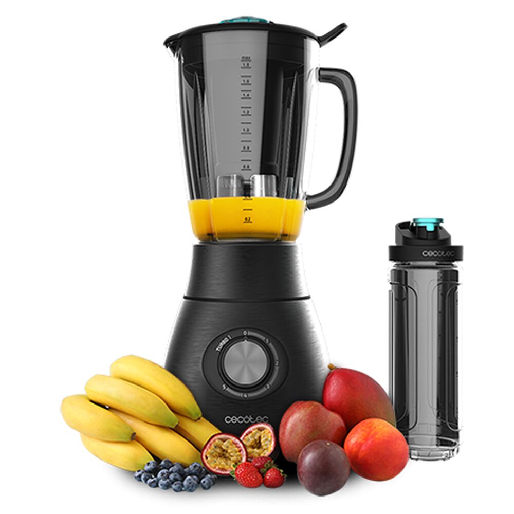 Blender Cecotec Power Black Titanium 2500MAX - 1800W - 22000 RPM - Carafe Verre 1.8L - 6 Lames Titane - Filtre à Jus