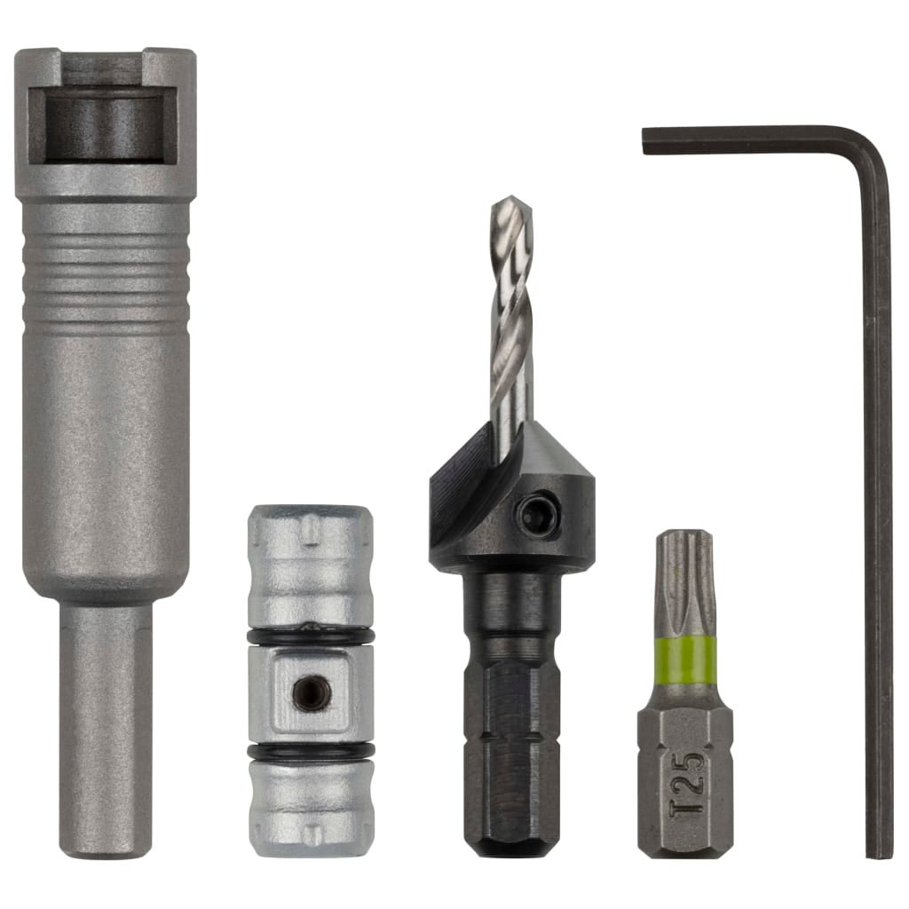 Wolfcraft Starter kit di flipbit da 5 pezzi I 3082000 I Soluzione porta attrezzi doppia per la foratura, la svasatura e l'avvitamento