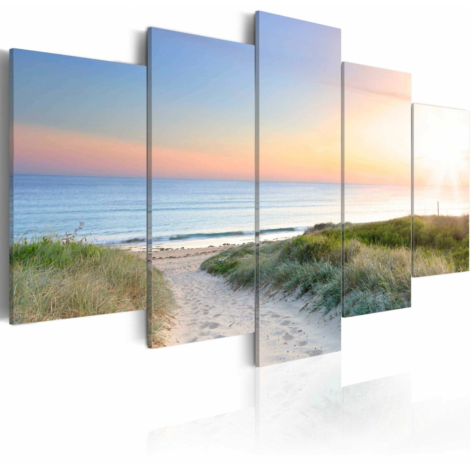 Tableau En Verre DEQORI « Le Soleil Coule Sur La Mer Baltique » - Peinture Murale Moderne, 3D, Fait Main En Allemagne