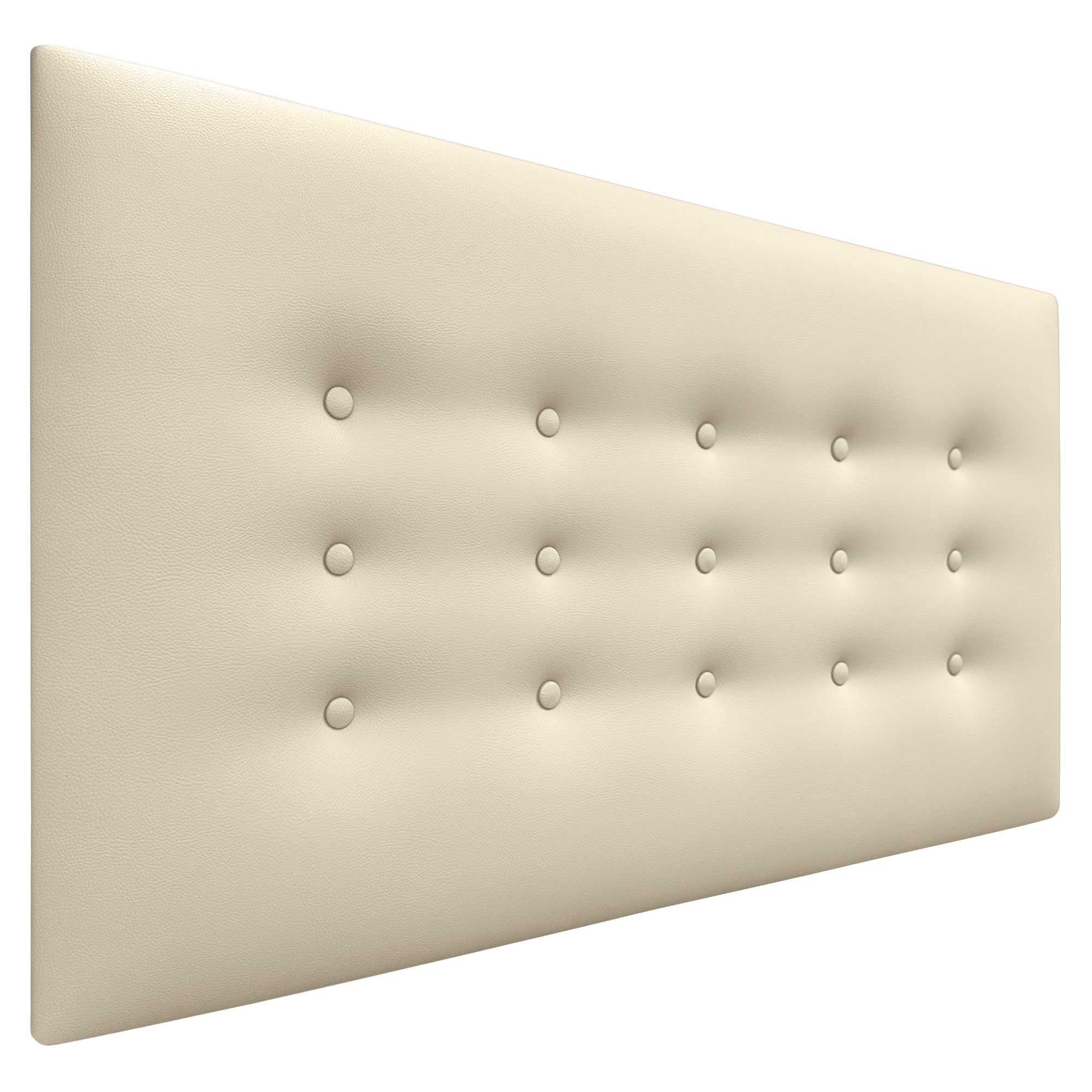 Tête De Lit Rembourrée 160cm - Tissu Beige Acualine, 3 Rangées Boutons, Pieds En Bois, Épaisseur 4cm