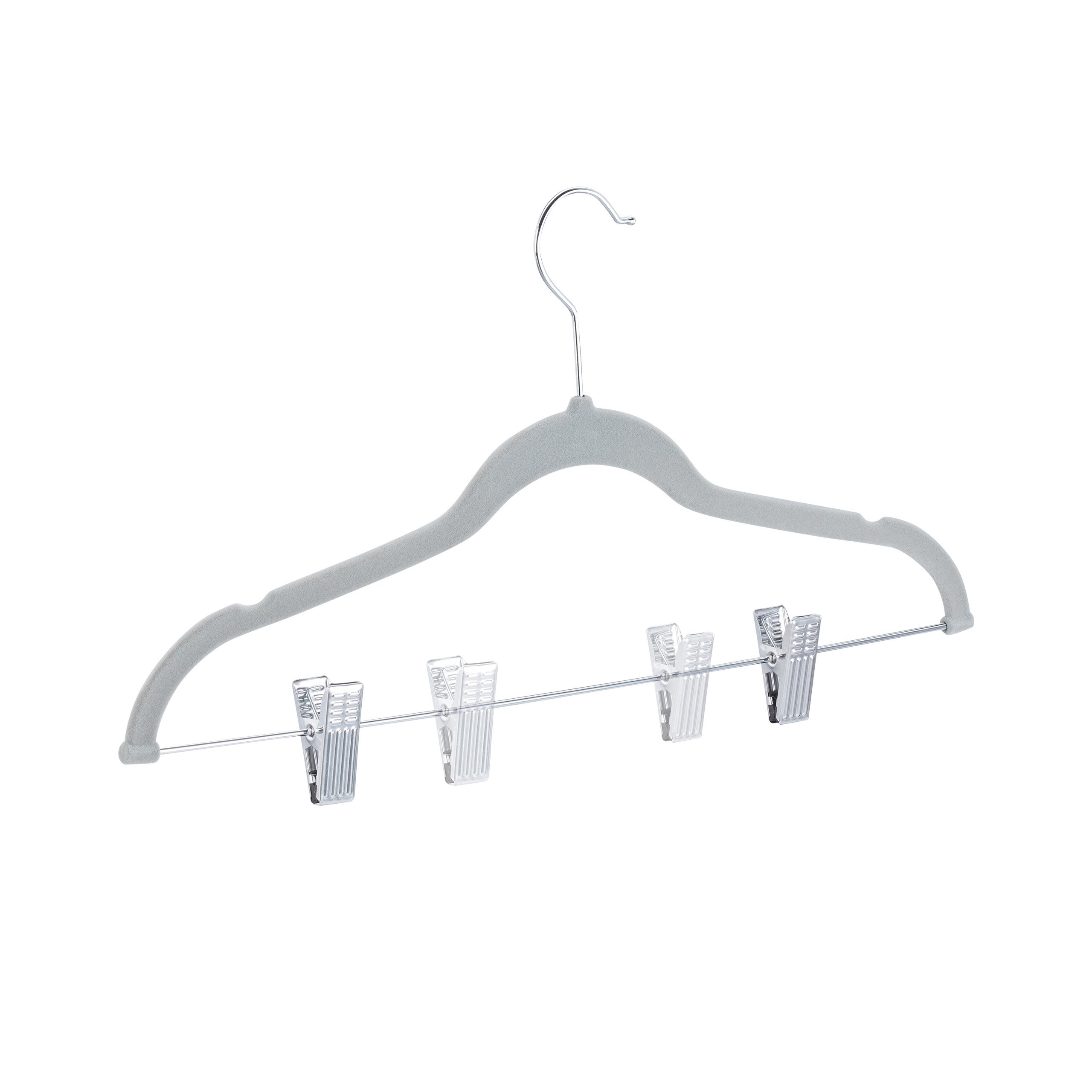 24x Cintres en velours, pinces, clips, manteaux, pantalons, robes, vêtements, crochet 360°, 43 cm, antidérapant, gris - 7