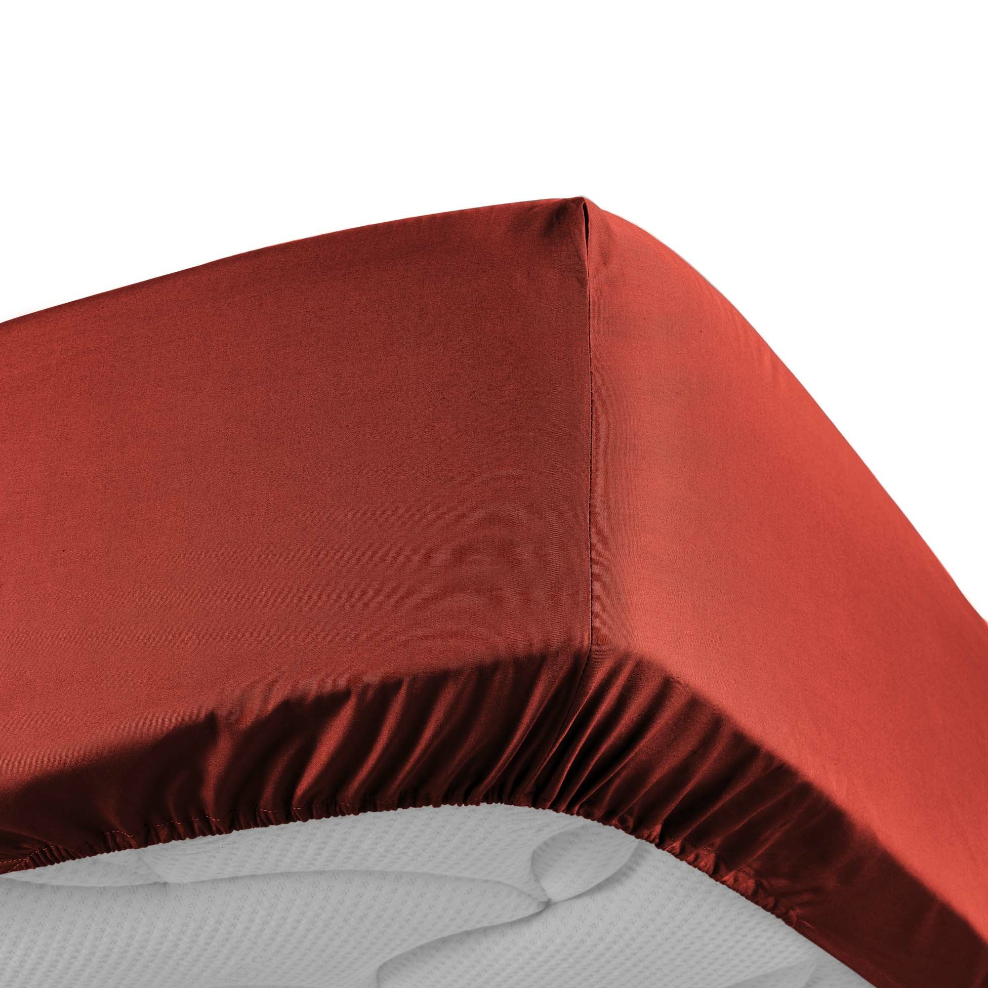 Drap-housse 2 personnes 140 x 190 cm percale de coton 78 fils Tomette – Bonnet 30 cm - 4