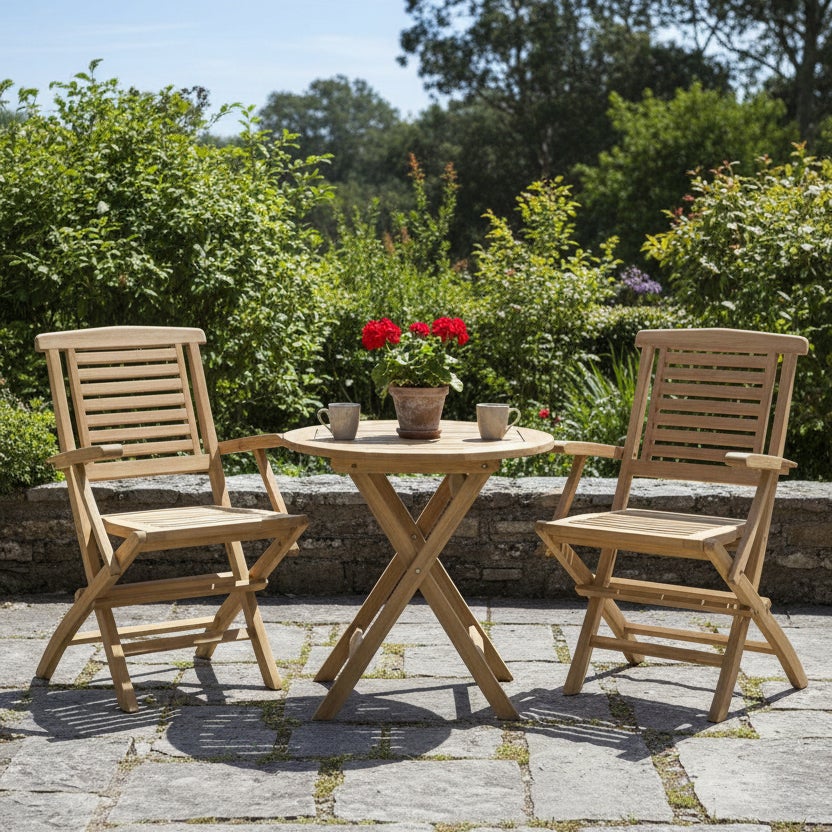 Fauteuils de jardin pliants en teck massif Barbade (lot de 2) - 6