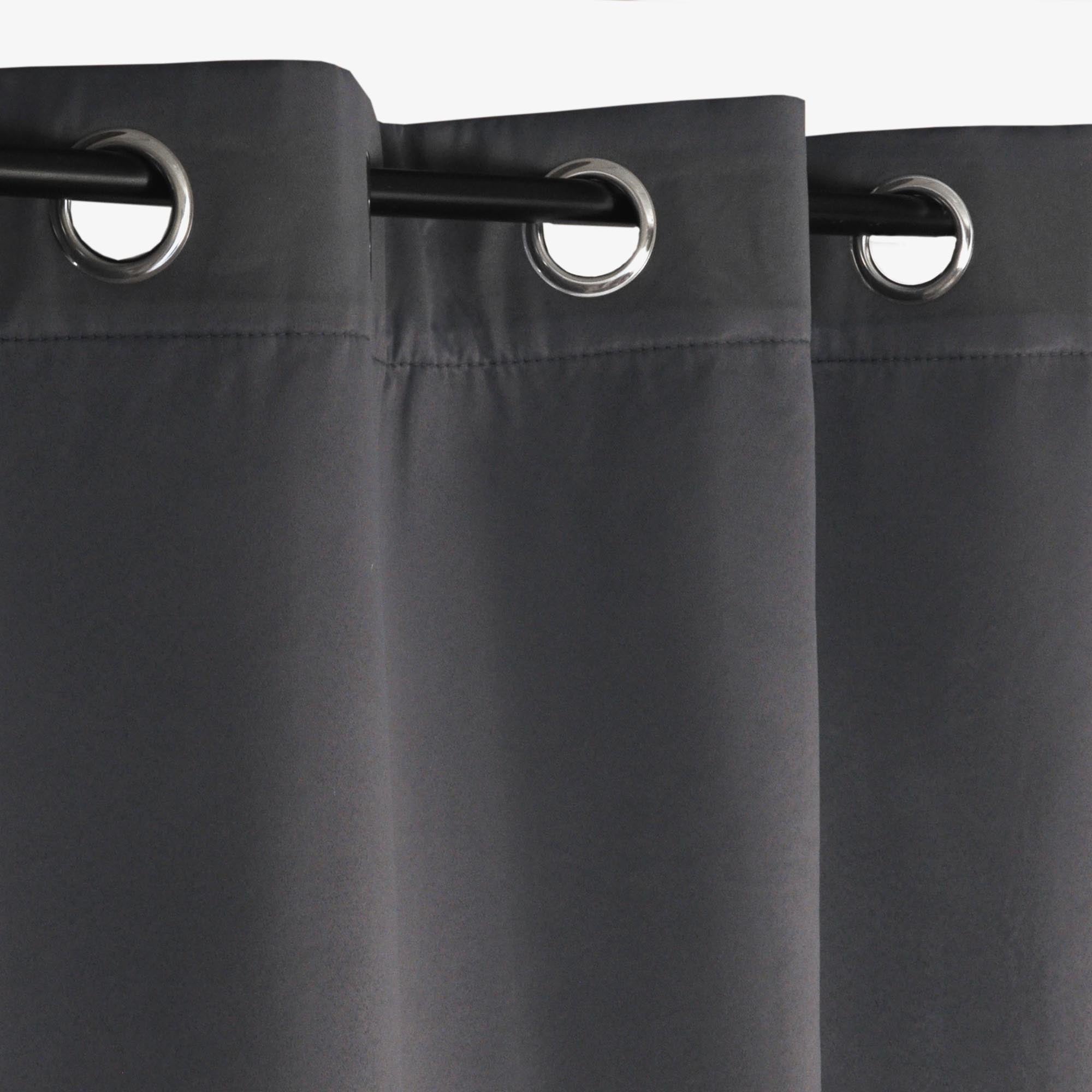 Rideau 100% Occultant Ignifugé M1 Non Feu, Prêt à Poser Finition Oeillets Polyester 140x260 Cm Gris Fonce 96906123