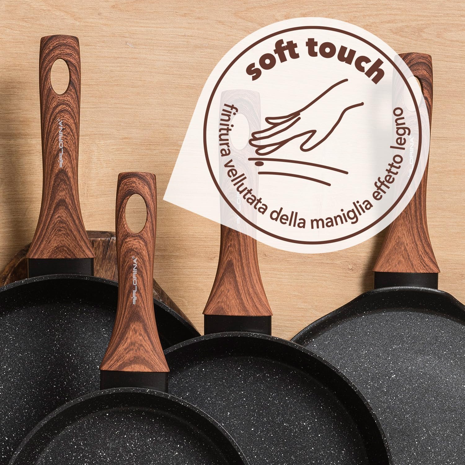 Florina MASTER BLACK Padella in alluminio 20 cm | Rivestimento antiaderente | Per tutti i tipi di piano cottura, compresa l'induzione | Manico ergonom - 3