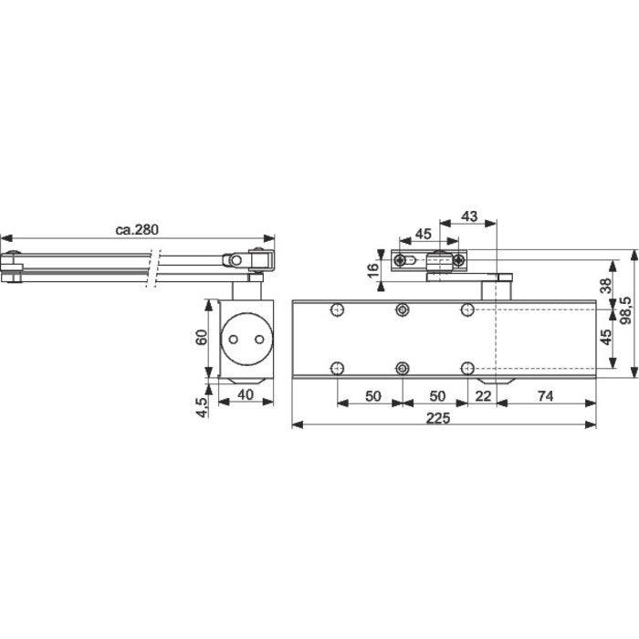 Boîtier TS73V force 2 à 4 - Dormakaba - Argent - 2