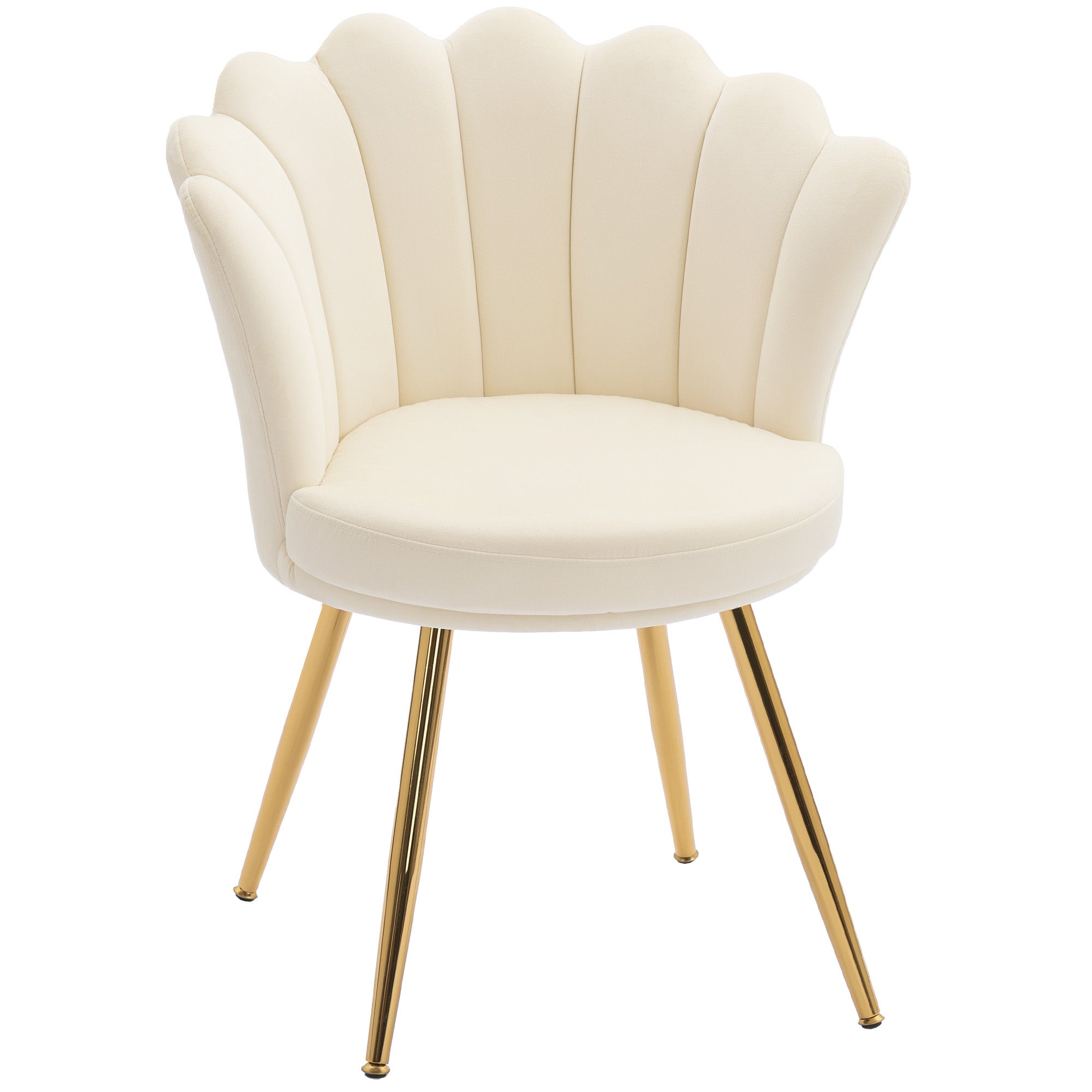 Fauteuil coquillage chaise coiffeuse fauteuil en velours fauteuil de salon avec pieds en métal doré beige