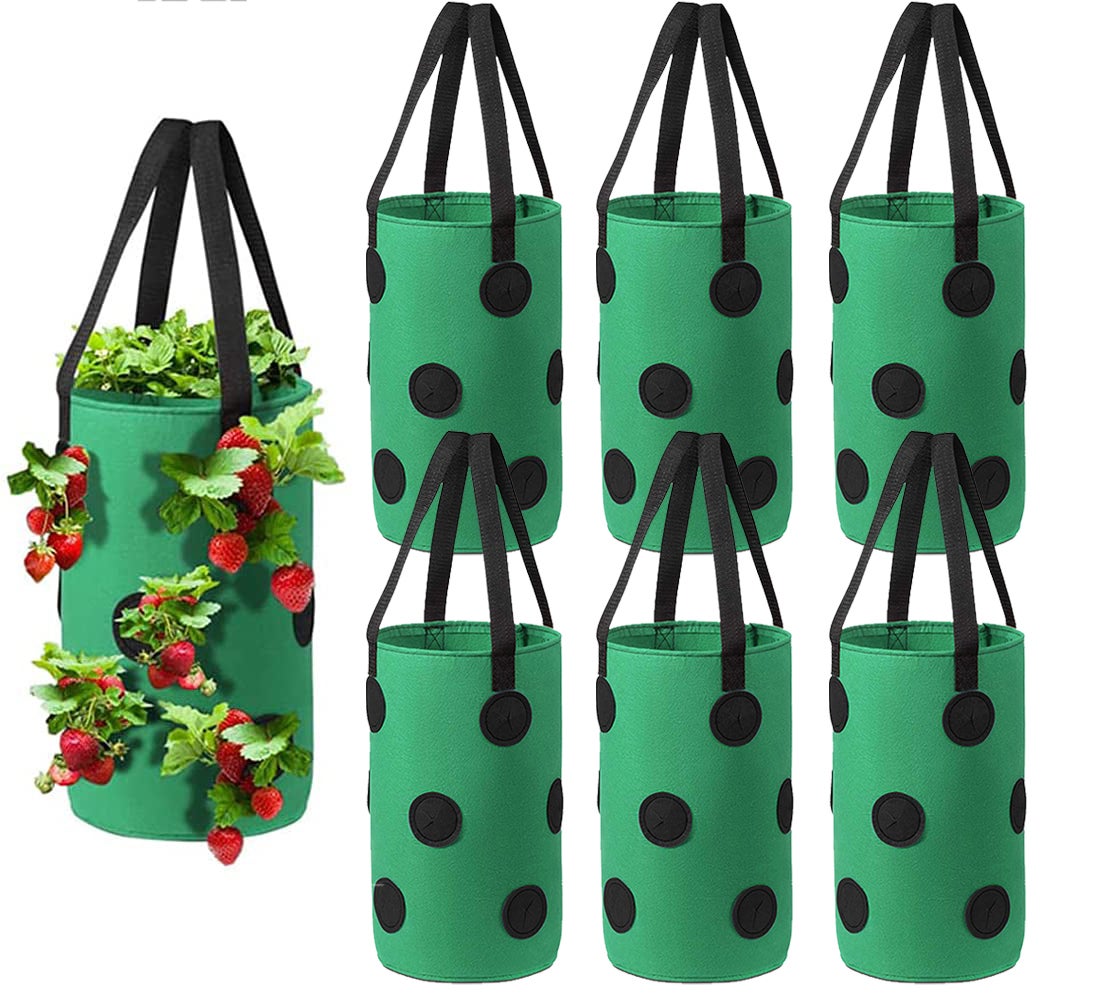 Wisząca torba do uprawy, 6 sztuk, do sadzenia pomidorów i truskawek, wisząca doniczka do warzyw z 12 otworami do uprawy, 20x35cm