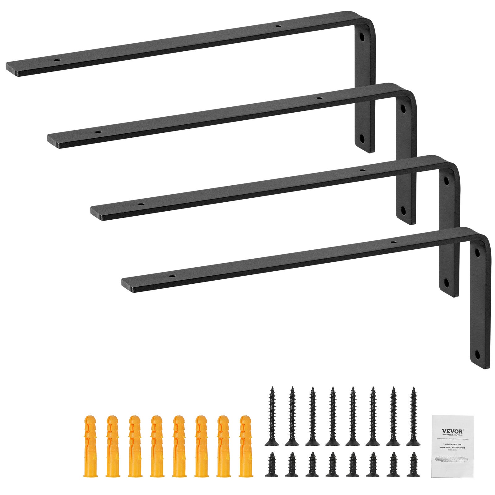 Stâlpi pentru rafturi, VEVOR 256 x 155 mm, suporturi robuste pentru rafturi plutitoare, 4 piese, suporturi pentru rafturi în formă de L