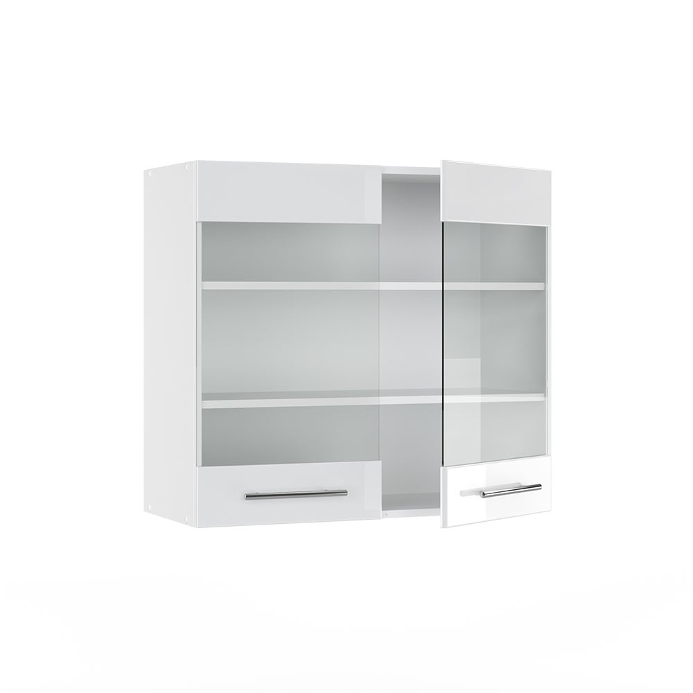 Vicco Armoire en verre Fame-Line, Blanc Haute brillance, 80cm - 4
