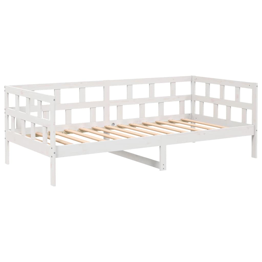 Łóżko Dzienne Białe Drewniane Rama Łóżka Drewniana Ze Stelażem Do Sypialni Pokoju 90x200 cm