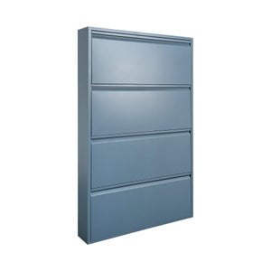 Scarpiera Salvaspazio Slim 4 Livelli – Larga 17 Cm, Capacità 12-15 Paia, Struttura Inclinata, Adatta A Ingresso E Corridoio, Colore Nero