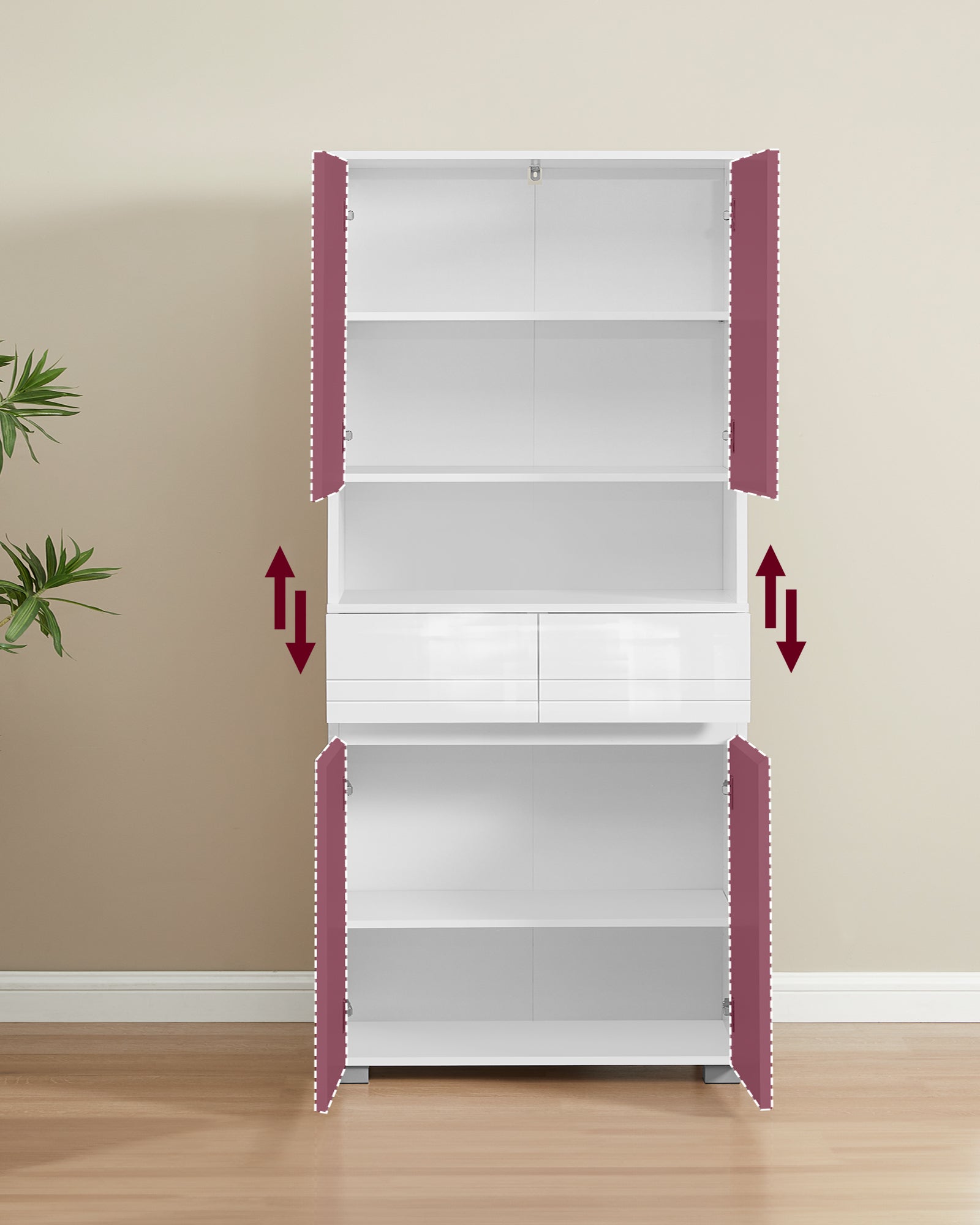 Armoire de Salle de Bain, Meuble de Rangement, Colonne, avec 2 Tiroirs, Étagères Réglables, Compartiments, 30 x 60 x 170 cm, Blanc Nuage - 4