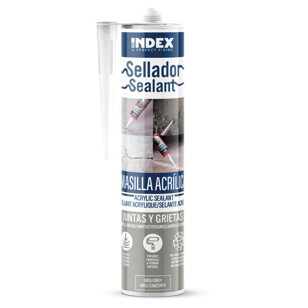 INDEX Silicones Scellant acrylique professionnel pour joints et fissures (280 ml. (Gris) 12 pièces.) SEACRG280 - 2